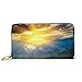 Produktbild JHGFG Mode Handtasche Reißverschluss Brieftasche Sonnenuntergang über Mountain Valley Telefon Kupplung Geldbörse Abendkupplung Blockieren Leder Brieftasche Multi Card Organizer