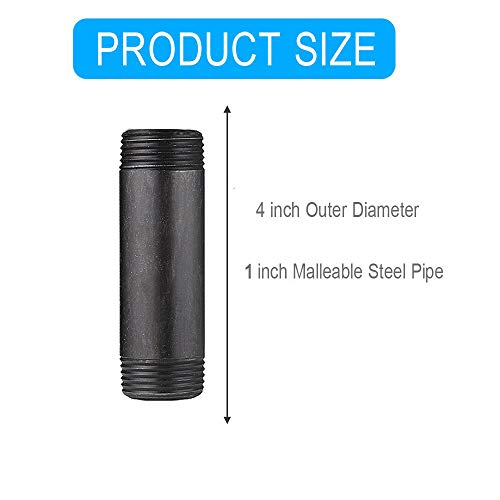 Niubid 10 Pack 1 Inches X 4 Inches Black Malleable Steel Nipples Fitting thumb #1
