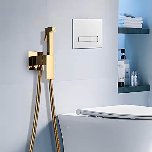 JUNSHENG Alcachofa bidé de mano multifuncional Bidé Pulverizador de ducha, manguera de ducha 1,5 m, latón, oro titanio Cover