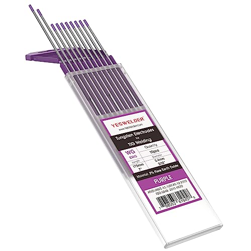Image of YESWELDER TIG Weld Tungsten Electrode NonRadioactive Comparable | 10-pk 3 /32 inchx 7 inch to E3 Purple
