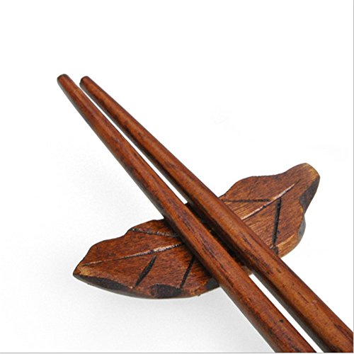 Ecloud Shop® Naturholz Blattform 2 Stück Stäbchen Halter Essstäbchenablage aus Holz Klassisches Design Restaurants Accessoires