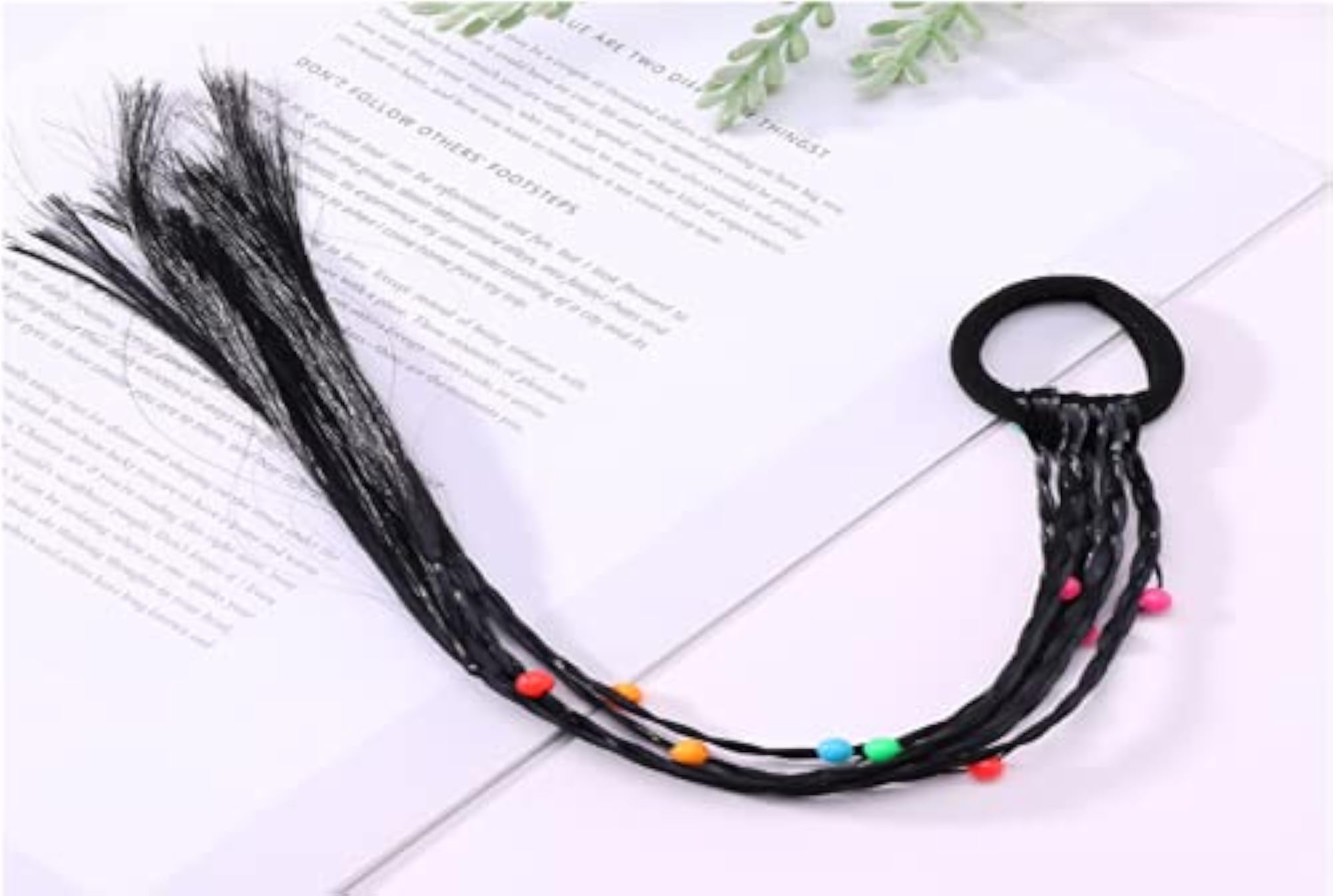 Braid Ponytail Holder - Black and Brown Korean Hair Accessory