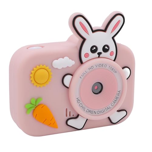 1080P Digital Camera, Cartoon Video Camcorder Auto Focus with 2 Inch Screen, Compact Small Selfie Camera with Music Player Games for Photography (Pink)