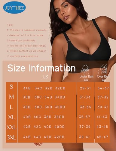 Image of JOYTREE Silky Bras for Women No Underwire V Neck Bralettes for Women Cloud Feel Everyday T Shirt Bra with Extender
