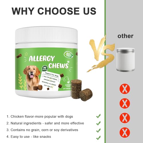 Dog Allergy Chews, Probiotics for Dogs, Dog Itching Skin Relief for Skin and Paw Licking, Dogs is Human Multivitamin Itch Relief for Seasonal Allergies-Chicken Flavor, 90Pcs #5