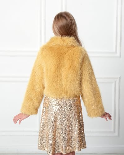 Image of BOLEROSE Girls Collared Faux Fur Bolero Jacket