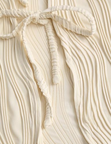 Womens Shrug Ribbed Cropped Cardigan Casual Lightweight Shrug Sweater Long Sleeve Tops Beige M4