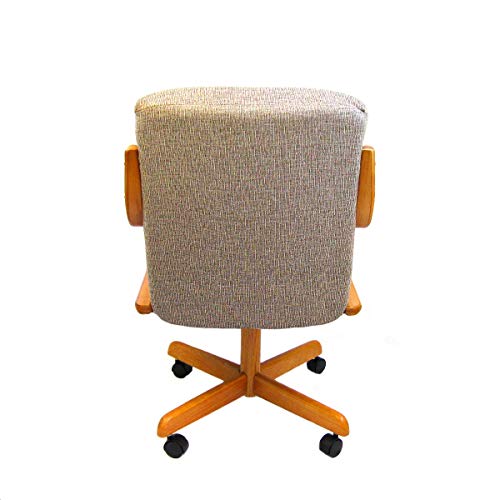 Caster Chair Company Casual Rolling Caster Dining Chair With Swivel Tilt In Honey Oak Wood With Pewter Fabric Seat And Back (1 Chair) #TOP4