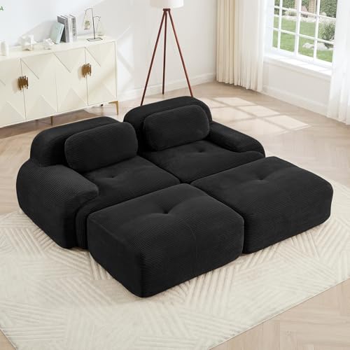 Image of Corduroy Modular Sectional Sofa, Oversized Cloud Couches for Living Room