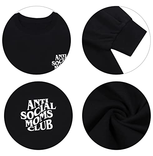LOTUCY Oversized Mama Sweatshirt Women Mama Mommy Mom Bruh Pullover Tops Casual Crewneck Loose Long Sleeve Shirt Black