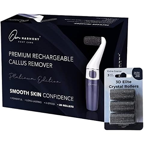Own Harmony Electric Foot Callus Remover and 6 Rollers Bundle: Professional Foot Care Pedicure Tools, Rechargeable Dead Skin Feet Scrubber, Electronic Foot File Grinder - Best for Hard, Cracked Heels Cover