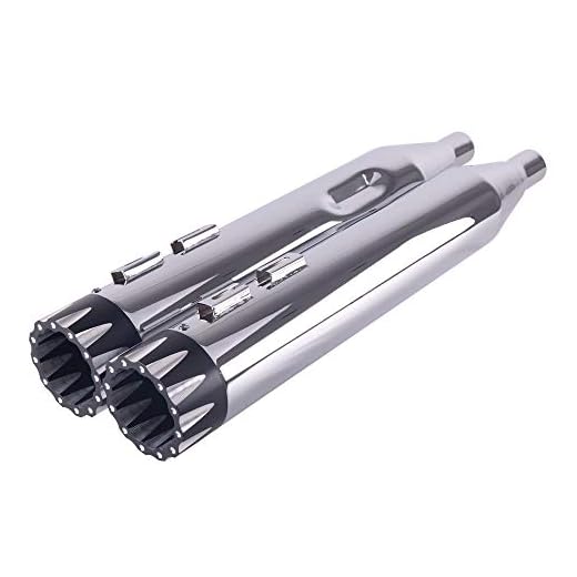 SHARKROAD Chrome 4.5” Large Outlet Slip Ons Muffler Exhaust For Harley Davidson Touring 1995-2016,Fit Street Glide, Road Glide, Road King, Electra Glide, 26CB