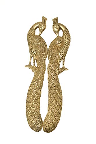 Manija de puerta de latón BharatHaat con diseño de pavo real hecho a mano 2