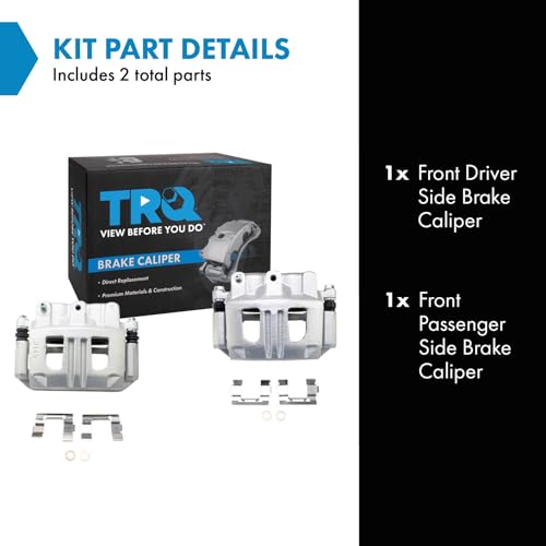 Image of TRQ Front Brake Caliper Set Zinc Coated Brackets Compatible with 2005-2006 Chevrolet Equinox 2006 Pontiac Torrent 2004-2007 Saturn Vue