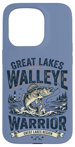 Great Lakes Walleye Warrior Retro Fishing Angler Lake Fish �X�}�z�P�[�X iPhone 15 Pro �p
