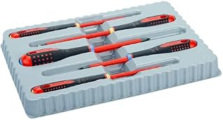 Bahco BE-9882S Insulated Ergo VDE Screwdriver Set, Slotted/Pozidriv, 5 Pieces