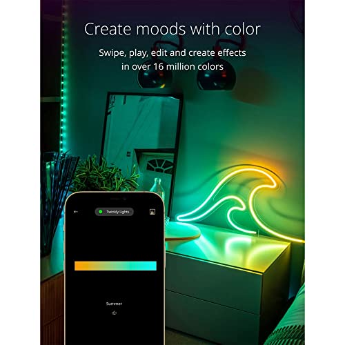 Image of Twinkly Flex - App-Controlled Flexible Light Tube with RGB (16 Million Colors) LEDs. 6.5 feet. White Wire. Indoor Smart Home Decoration Light (2 Pack)