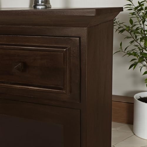 Image of The Attic Ardenwood Classic Glass Door Sideboard,Wooden Sideboard Cabinet,Walnut Glass