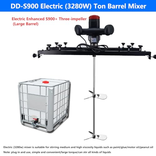 Mezclador de Pintura eléctrico de 3000W, Mezclador de Pintura IBC 1000L, Varilla/implante de agitación de Acero Inoxidable de 900 mm, 70-125 cm Ajustable, para la Pintura de agitación, Recubrimiento,