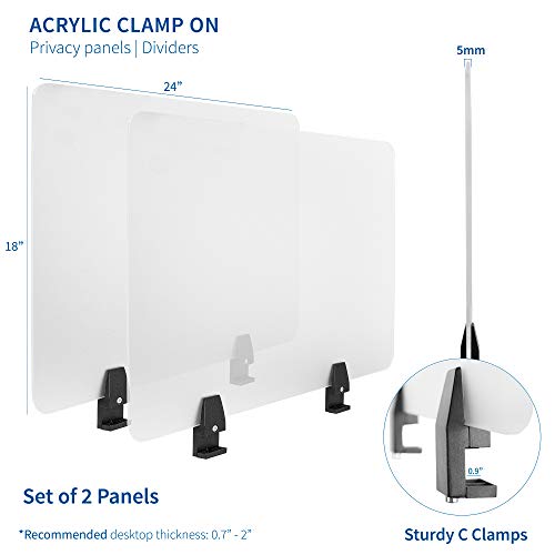 Vivo Dual Frosted Plexiglass 24 X 18 Inch Clamp-On Desk Privacy Panels, Acrylic Cubicle Desk Dividers, Office Partitions, Pack Of 2, Pp-2-G048C #TOP3