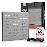 Bada Bing LED Wortuhr Silber mit Deutscher Wort Anzeige - edle Metall Uhr mit USB Kabel Wanduhr modern - Tischuhr hochwertig lautlos zum Aufstellen/Aufhängen - Deko Geschenk Männer Büro Wohnzimmer