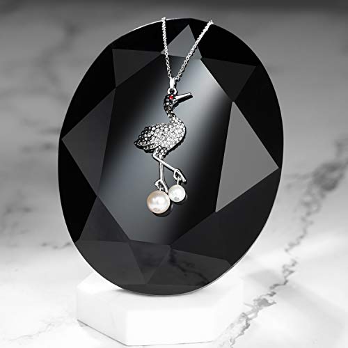 superchic Elegant Crane Bird Hoop Earring with Austrian crystals and Pearls/Elegant Crane Bird Pearl Necklace Pendant with Fine Chain for Wowen Girl Gift Party2