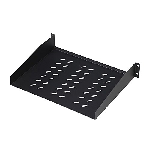 DIGITUS Professional - Estantería para fijación permanente a armarios de 483 mm (19') - DN-19 TRAY-2-55-SW - Adjunto en frente, carga 25 kg, desde 800 mm profundidad, 2 unidades de altura, color negro