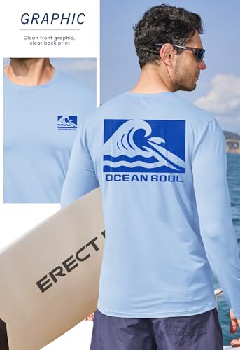 Image of Mens UPF 50+ Rash Guard Quick Dry Lightweight Summer UV Sun Protection Long Sleeve Swim Shirt (S-XXL)