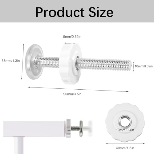 4 Stück Babytor Schrauben,Druck Schrauben,M10 X 90mm Druckschrauben,Gewindespindelstangen,Klemmschraube,Baby Tor Screw Gitter for Children's Gate,Treppengitter,Kindergitter,Babygitter,Türschutzgitter