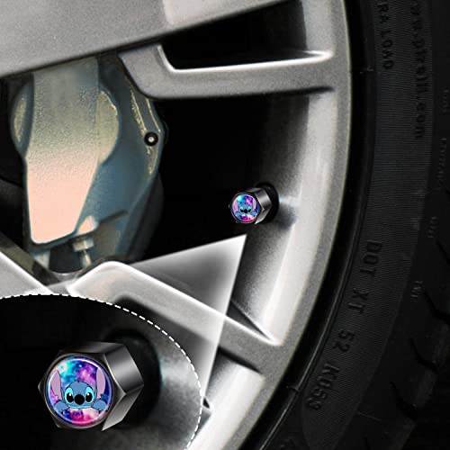 Akkya Tire Valve Stem Caps Cover for Car Bike Bicycle Motorcycles Tractors Mountain Bikes Trucks Blue Cartoon Anime Metal Chrome Tire Air Pressure Covers Wheel Accessories Parts