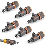 Raccords de Tuyau D'arrosage, 6 Pièces Embout Tuyau Arrosage avec Accessoires , 1/2 Pouce Embout Robinet Tuyau D'arrosage,Raccord Tuyau D'arrosage Valve de Connexion Rapide pour Famille Jardin