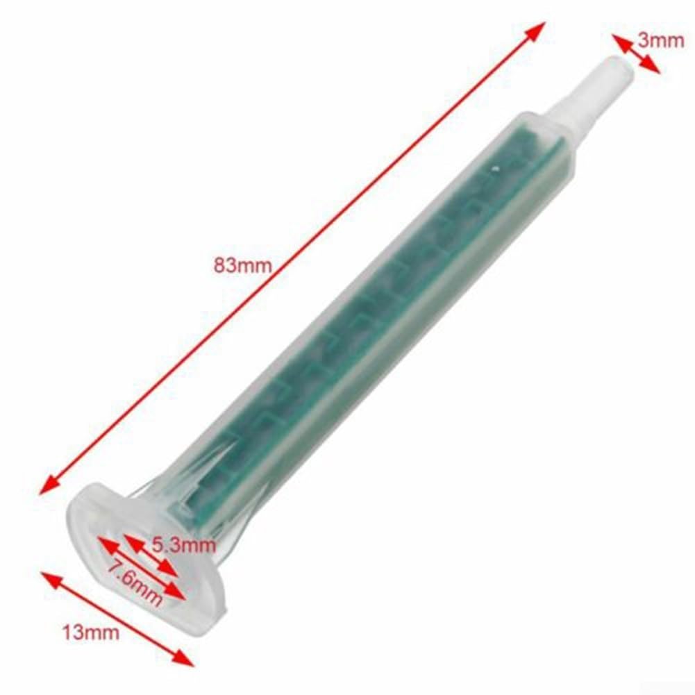 Lot de 50 buses mélangeuses statiques 2K AB de 83 mm de long avec 5,3 mm de diamètre intérieur et design à 16 nœuds, embouts de mélange autocollants pour cartouches à double composant pour seringues