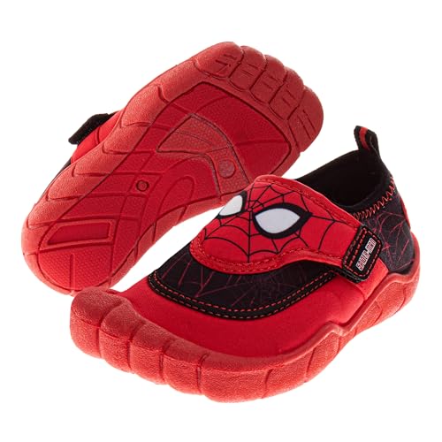 Boys Spider-Man Water Shoes Marvel Slip-On Aqua Socks Quick Dry Beach Pool Swim Shoes- Red Black Size 11-12 Little Kid