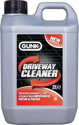 Gunk Driveway Cleaner 1L or 2L Powerful Degreaser for Oil, Grease, Fuel, Dirt & Moss Fast-Acting Patio, Garage Floor Block Paving Stain Remover for Concrete, Stone Grey 2L