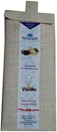 Suvasane Vanilla Fragrance Pure Natural Agarbatti (No Added Chemicals), 6 Packs of 6 Sticks Each, Brown 9" Sticks in Jute Bag