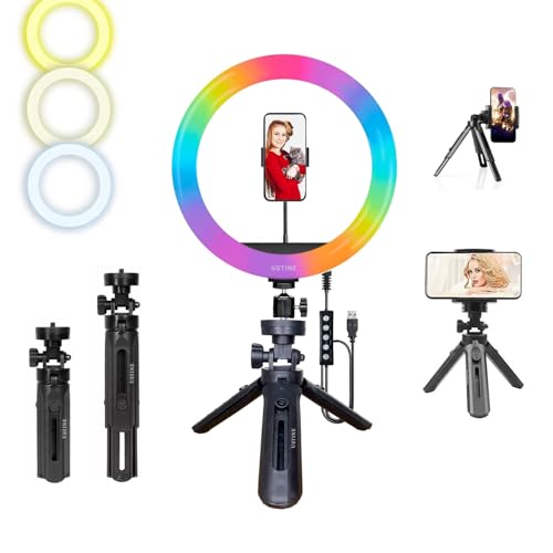 Image of Youtuber Kit | 10 inch RGB Ring Light | MiniPro T1 - Compact 16cm Mini Tripod (Tabletop Use) | Ideal for Facebook Videos, Reels & Vlogging (MiniPro T1 + RGB 10 inch Light)