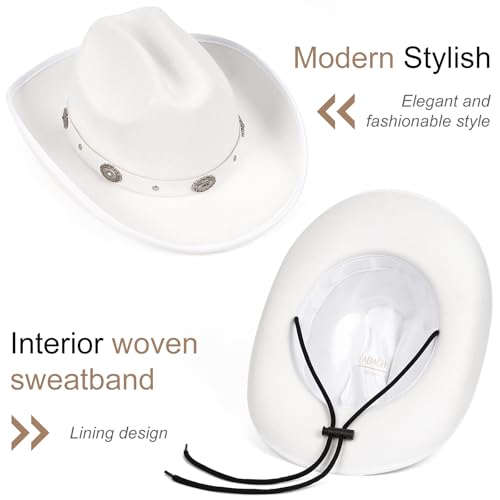 Image of Cowboy Hats for Women & Men Felt Cowgirl Hat with Belt Buckle Wide Brim Western Hat