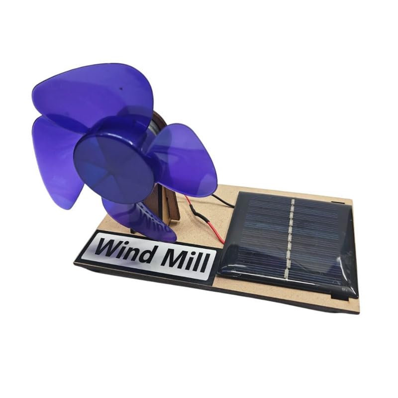 Pre-Assembled STEM Science Project Experiment Working Model Wind Mill Solar Cell Panel Toy Fan Kit Turbine Powered for School Kids and Students