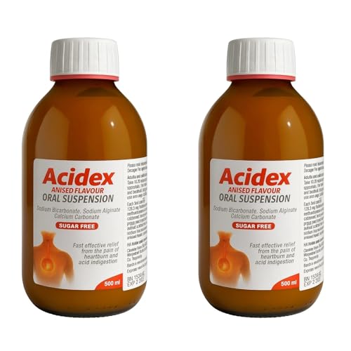 Acidex Aniseed 500ml Sugar Free Liquid for Fast Acting Heartburn, Indigestion, Acid Reflux & Nausea Relief, Suitable for Pregnancy & Breast Feeding, Pack of 2