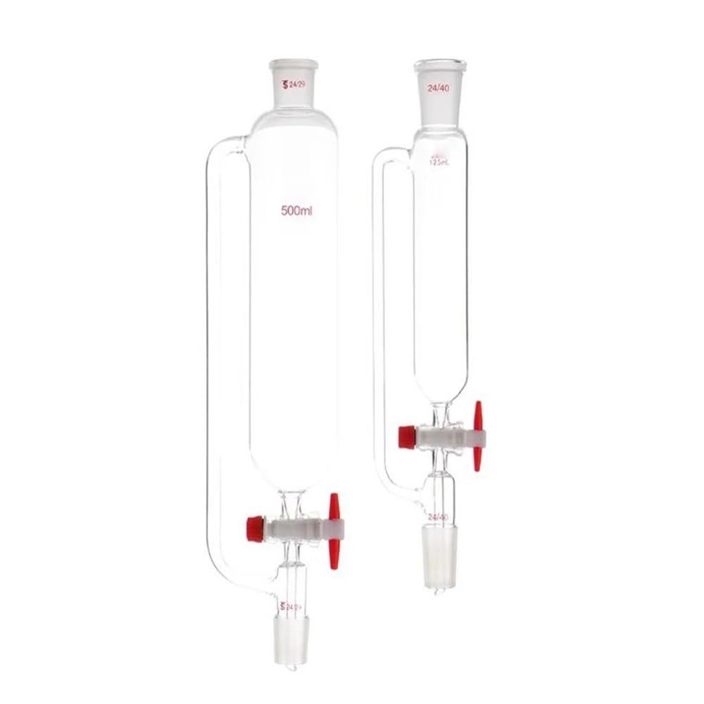 Cristalería de Laboratorio Embudo de vidrio de laboratorio de 10 ml a 1000 ml con boca estándar y tapón cilíndrico de separación por goteo.(1000ml 24x24)
