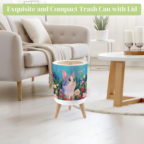 Caneca de basura redonda con tapa y piernas 7L miniatura 2
