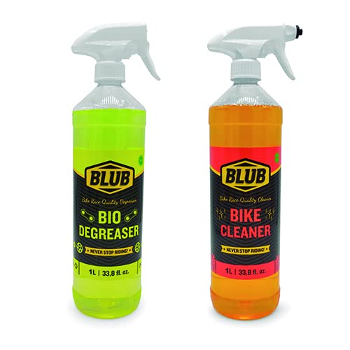 Blub Pack de Limpieza de Bicicleta 1L, Desengrasante Bio degreaser y Champú Bike cleaner Limpiador Cadena Bicicleta MTB en Spray, Limpia Cadena y Transmisión de Bicicleta Cover