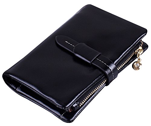 SQLP Portefeuille Femme Cuir Luxueux Véritable en Veau Ciré Portefeuille Cover