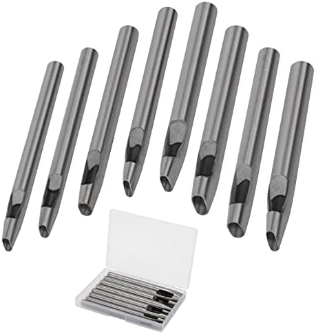 8 Size Oval Hole Punch for Leather 2mm-5mm, Boyistar Leather Craft Punch Tools Set Hollow Punching Oval Belt Hole Cutter Tool for Watch Band, Belt, Leather Crafting with Storage Box