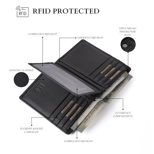 Image of TANSTITCH Slim Leather Wallet || Regular Minimalist &Thin Wallet || RFID Protected || 16 Card Slot (Coffee Brown)