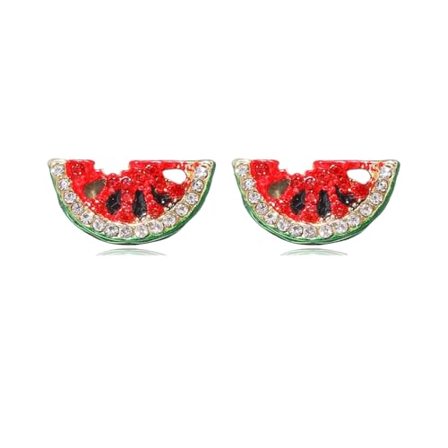 DEYOUM Fruit Banana Stud Earrings for Women Cute Colorful Enamel Sweet Fruit Banana watermelon Stud Earrings Beach Holiday Summer Jewelry Gifts (watermelon)