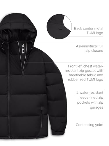 TUMI Men's Mini Ripstop Down Fill Quilted Heavyweight Puffer - Men's Nylon Jacket - Magnetic Cuffs & Throat Gusset4