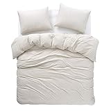 Wake In Cloud - Jersey Cotton Duvet Cover Set, Light Coffee Top Dyed Fabric in Plain Solid Color,...