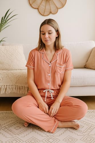 Image of BORN Pajamas for Women Set Button Down, 2 Piece Pajama Sets, Soft Womens Pajama Sets