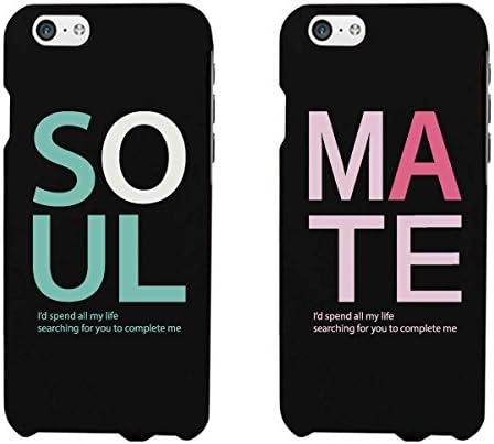 365 Printing Soul Mate Black Matching Couple Phone Cases Wireless Phone Accessory